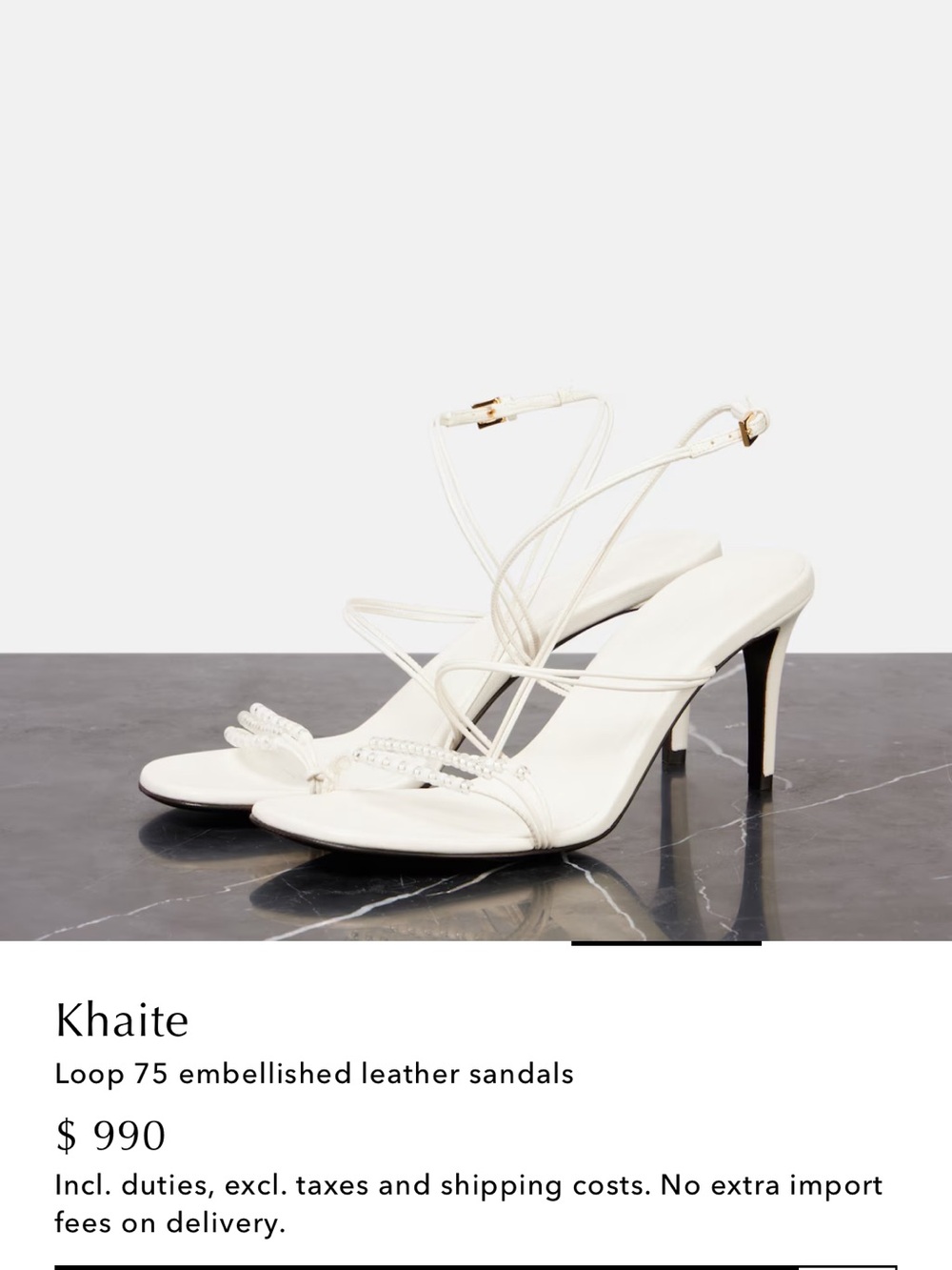KHAITE Cream Loop Beaded Heels size 40